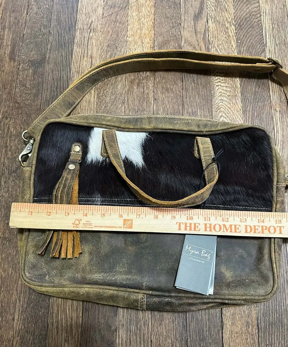 New Myra Bag Sombre Hues Leather and Cowhide Laptop Bag Boho Western Farm